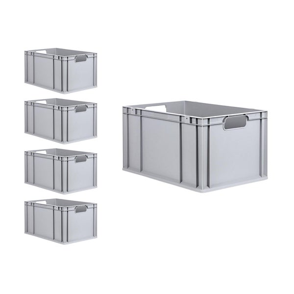 PROREGAL Spar Set 5x Eurobox Nextgen Economy Mit Auflagedeckel & 4x Schiebeschnappverschlüsse Rot Griffe Offen HxBxT 32 x 40 x 60 cm 65 Liter
