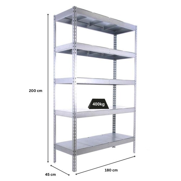 PROREGAL Schwerlastregal Big Metal Yeti Five HxBxT 200 x 180 x 45 cm Fachlast 400 kg Verzinkt