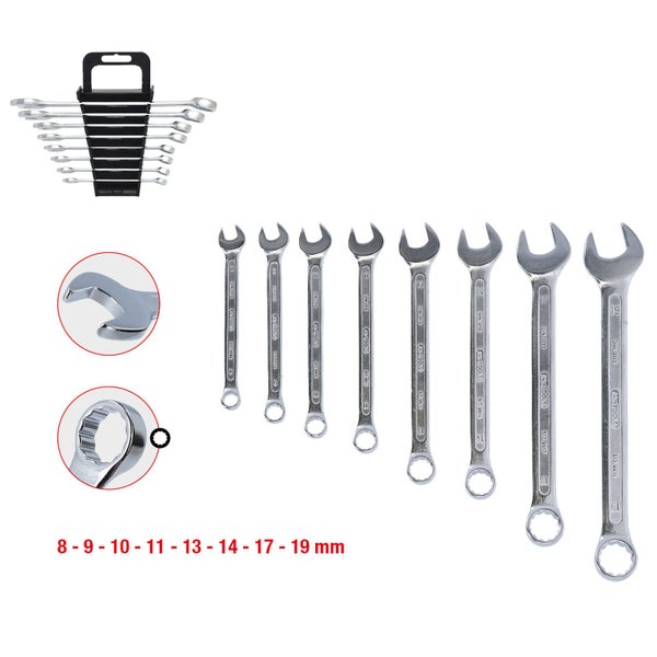 KS TOOLS Ringmaulschlüssel-Satz abgewinkelt 8tlg. 8-19 mm - 517.0048