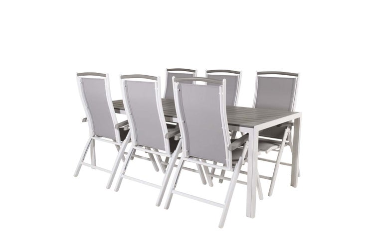 Break Gartenset Tisch 90x205cm grau, 6 Stühle Albany grau. 90 X 205 X 74 cm
