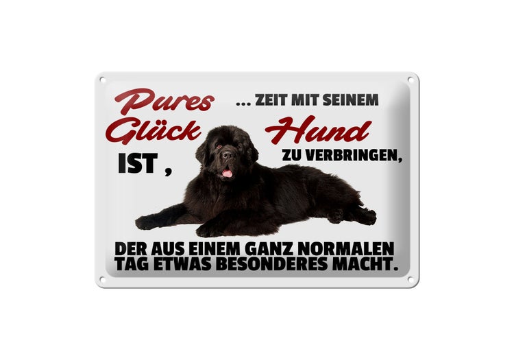 Blechschild Spruch 30x20cm pures Glück ist Zeit mit Hund