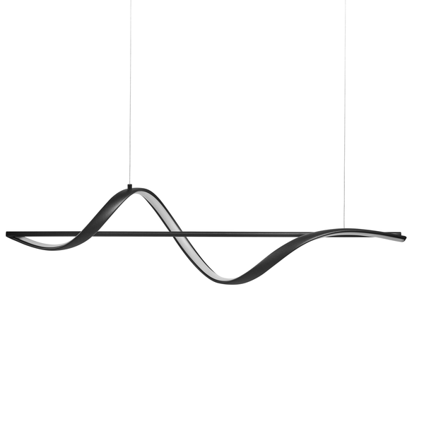 Schwarze LED-Hängeleuchte mit geschwungenem Design