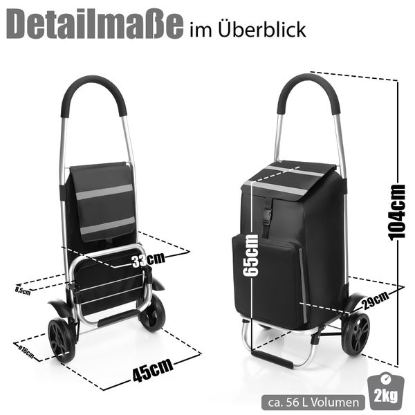 BigDean Einkaufstrolley klappbar mit Kühlfach - auch als Sackkarre nutzbar - Einkaufswagen mit extra großen Reifen
