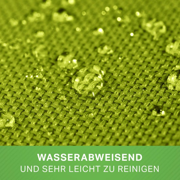 Stoff mit wasserabweisender Oberfläche und Wassertropfen, pflegeleichtes Material.