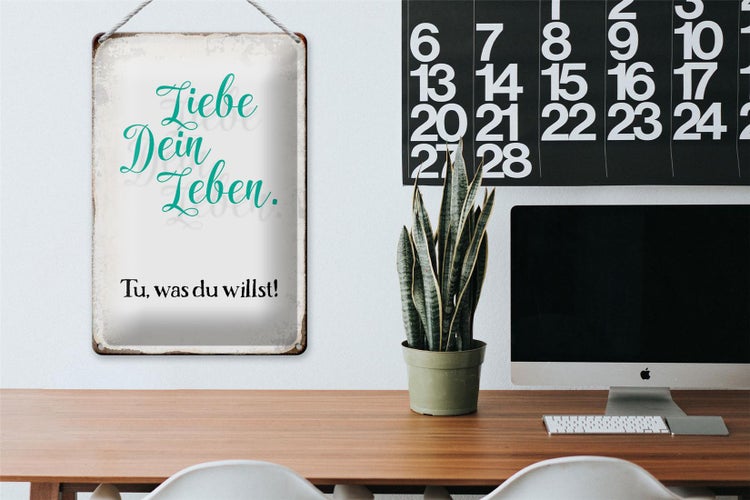 Blechschild Spruch 20x30cm liebe dein Leben tue was willst