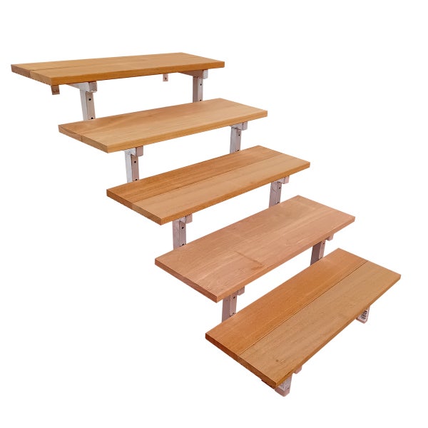 BALI Gartentreppe, Außentreppe, Terrassentreppe  Stahl H88cm - 5 Bankirai Hartholz Stufen B80cm