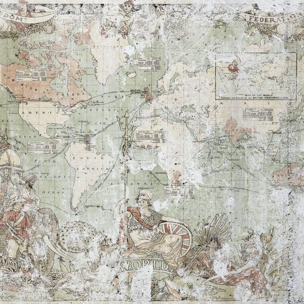 Weltkarte mit Darstellung des Britischen Empire im Jahr 1786