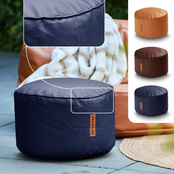 Green Bean Sitzhocker aus Kunstleder - Pouf mit EPS Perlen Füllung - 43 x 30 cm - perfekte Ergänzung zum Sitzsack - Sitzwürfel Sitzkissen Hocker Fußhocker - Dunkelblau