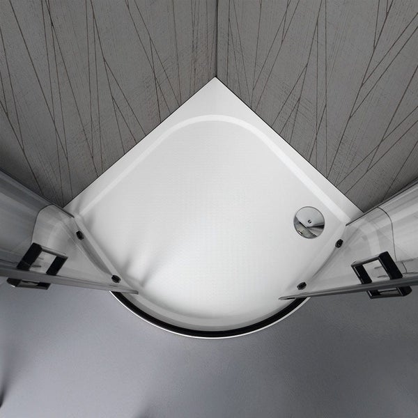 Eckdusche mit Duschwanne und Schiebetür