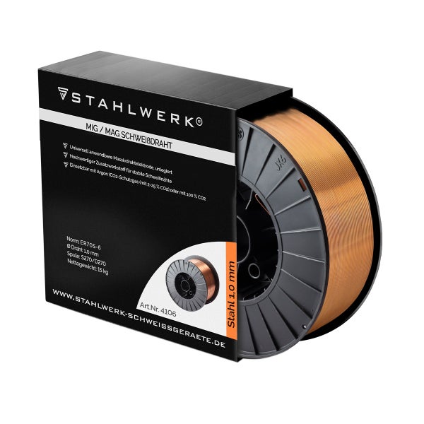 STAHLWERK Schweißdraht MIG MAG Premium Drahtrolle ER70S-6 SG2 1,0 mm 15 kg