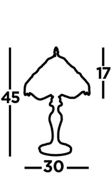 Maße einer Tischleuchte: 45 cm Höhe, 30 cm Durchmesser.