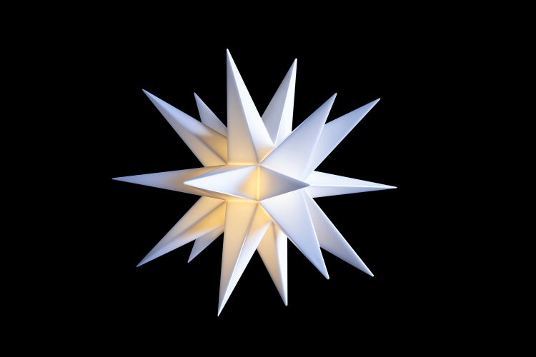 Sterntaler Sternenkette | Weihnachtsstern Kette | 9 Sterne | 18 Zacker | 16cm | Innen und Außen | LED | Netzstecker | mit Timer