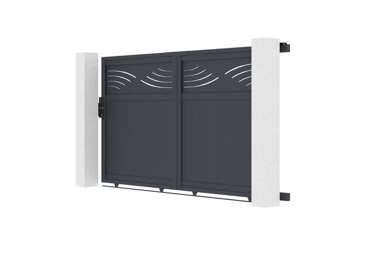 Schiebetor 3m HALTI H.160cm graues Aluminium + 2 Pfosten 20x20cm H.190cm