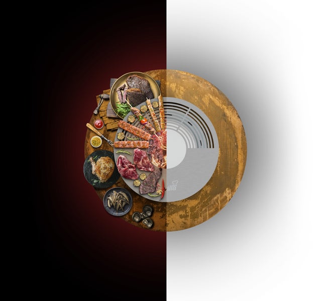 The Favilla SINA Feuerschale mit Grillring Cortenstahl – Feuerschale mit Grillplatte (120 x 120 x 45 cm, 68 kg), Feuerstelle & Plancha Grill für Garten & Terrasse, wetterfest & rostoptisch