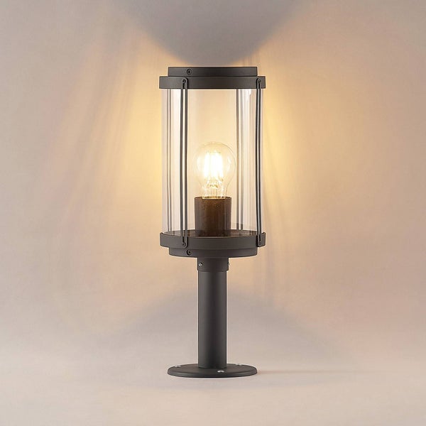 Lindby Außenleuchte Ojali (spritzwassergeschützt (Modern) in Schwarz aus Aluminium (1 flammig, E27) - Wegeleuchte Pollerleuchte Wegelampe Sockelleuchte