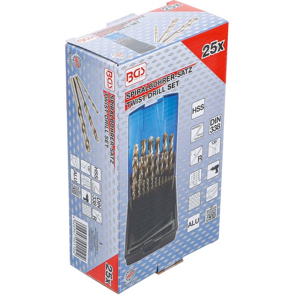 BGS Technic Spiralbohrer Satz mit 25 Teilen im Karton
