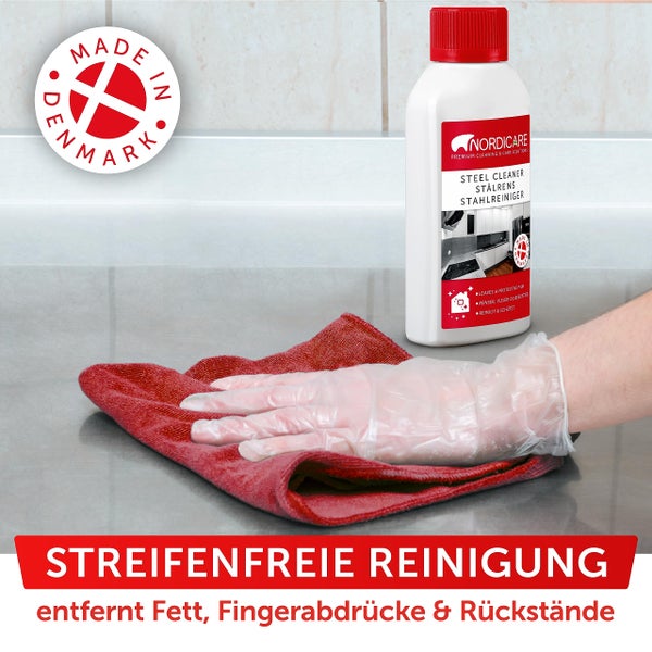 Nordicare Edelstahlreiniger Creme [500ml] Edelstahlpflege für effektive Reinigung I Löst Fett und Verunreinigungen I Edelstahl Reiniger professionell, Eloxal Reiniger