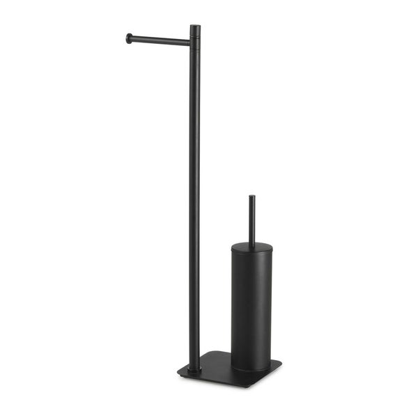Schwarze freistehende Toilettenbürstengarnitur mit Papierrollenhalter | Re