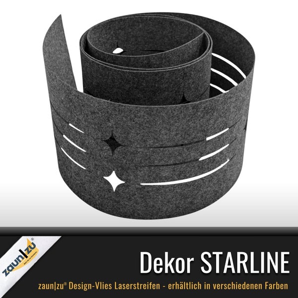 Zaun Design Vlies Laserstreifen mit Sternen und Linien
