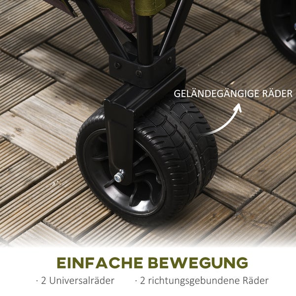 Outsunny Bollerwagen, 100L x 48B x 100,5H cm, Stahl, Oxford-Polyester, grün