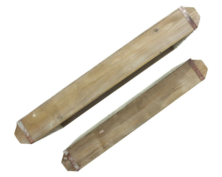 FRANK FLECHTWAREN | Holztablett Industrial, 2er Set, HOLZ, METALL, 42 x 25 x 6 cm, 50 x 30 x 6 cm