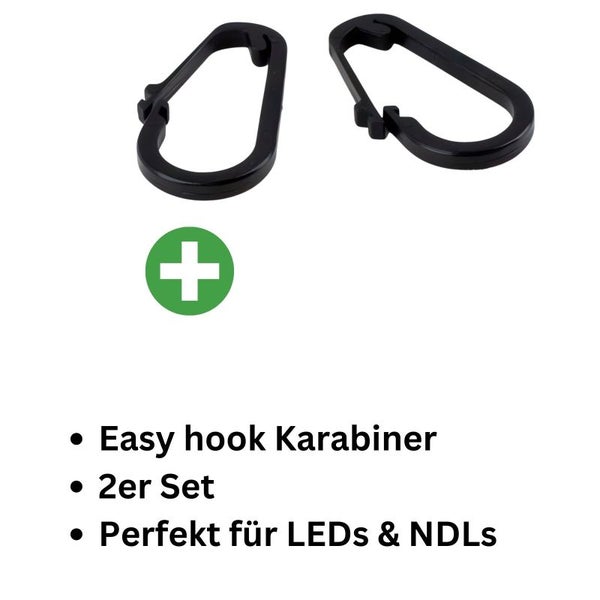 Easy Hooks Lampenaufhängung 2er Set – Karabinerhaken für Reflektoren & Grow-Lampen, einfache Montage ohne Werkzeug