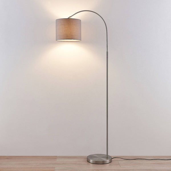 Lindby Stehlampe (Bogenleuchte) Keriba (Modern) in Alu aus Metall (1 flammig, E27) - Bogenlampe Stehleuchte Floor Lamp Standleuchte Wohnzimmerlampe Wohnzimmerleuchte