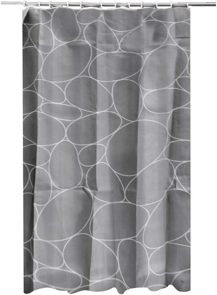 ADOB Textil Duschvorhang Motiv graue Steine 180 x 200 cm, waschbar, mit Gewichtsband und 12 Duschvorhangringen