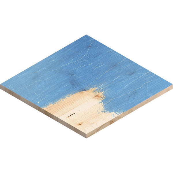 Quadratische Holzfliese teilweise mit Anstrich