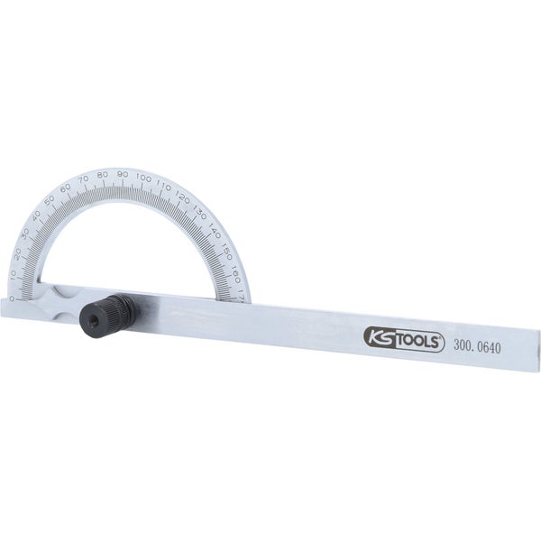 Winkelmesser aus Metall mit Gradeinteilung und Feststellschraube