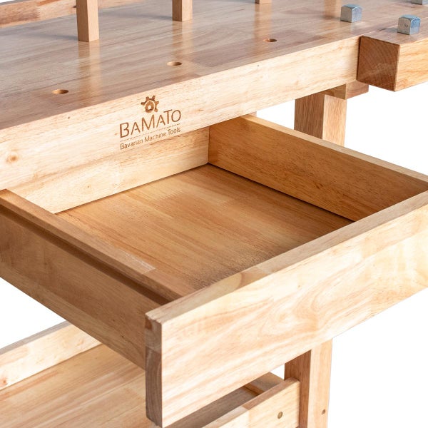Werkbank aus Holz mit Schublade