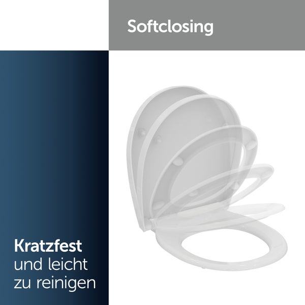 Ideal Standard - Universal WC-Sitz oval, Wrapover Design, mit Absenkautomatik, Antibakteriell, Abnehmbar, Urea, Weiß