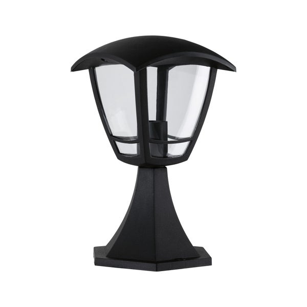 Moderne Sockelleuchte für den Außenbereich aus Metall mit klarem Glas und LED Leuchtmittel