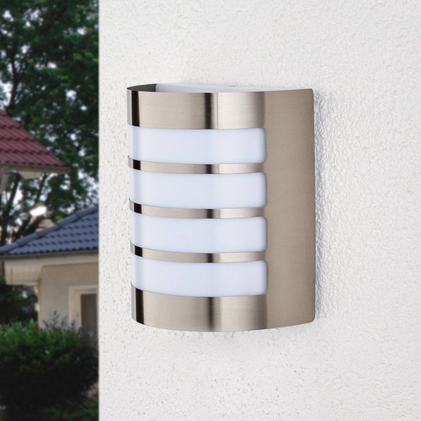 Lindby Edelstahl Wandlampe aussen, Wandleuchte außen IP44 Außenbeleuchtung Wand Hof Garten Terrasse Balkon Aussenwandleuchte
