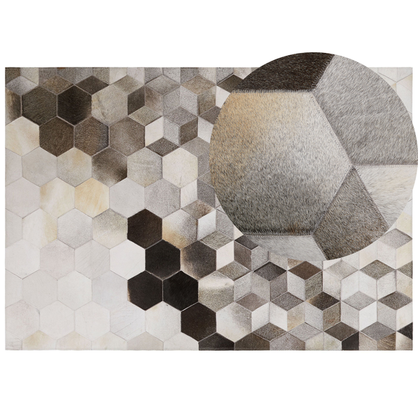 Teppich SASON 160 x 230 cm Echtleder Beige