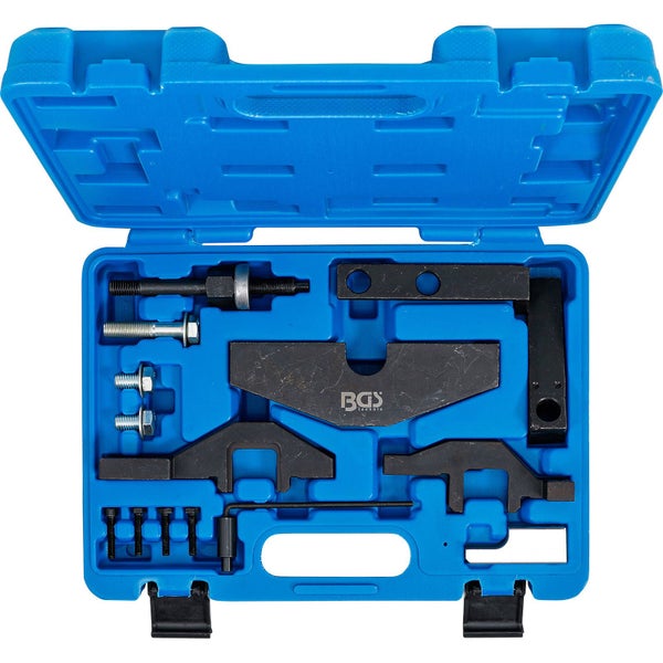 Werkzeugsatz für Motoren in blauer Box