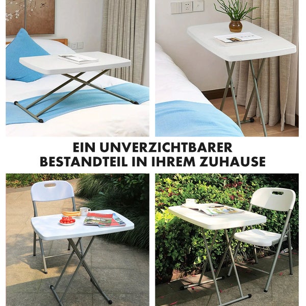 FLOORDIREKT Klapptisch Nara Platzsparend Höhenverstellbar Wetterfest 75,5 x 49 cm