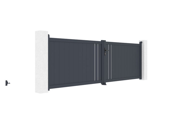 Flügeltor 4m GIONA H.120cm Aluminium + Tor GIONA H120 GRAU