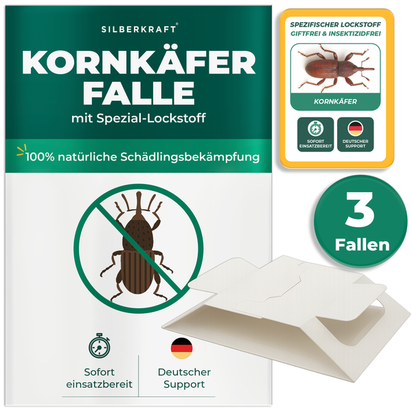 Silberkraft Kornkäfer Falle mit Spezial Lockstoff, 3 Stück