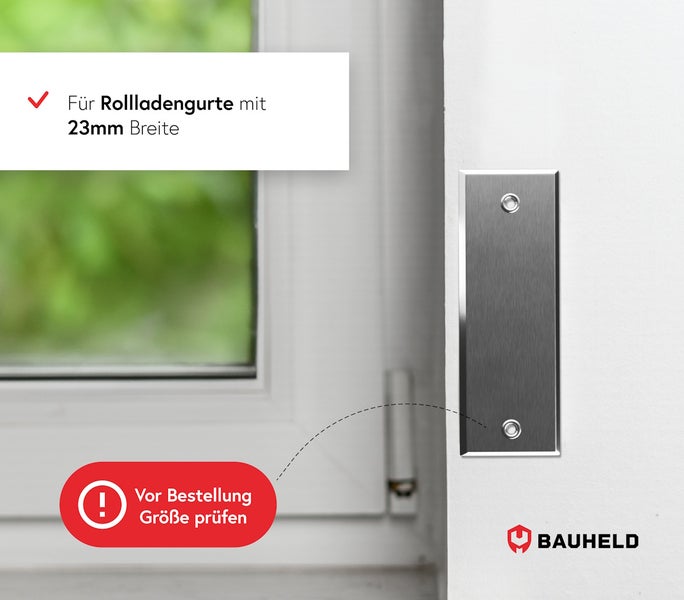 Rollladen Gurtführungsblech aus Metall an einer Wand montiert