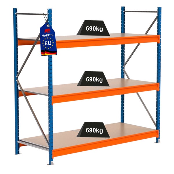Regal mit drei Ebenen und einer Traglast von 690 Kilogramm, Hergestellt in der Europäischen Union