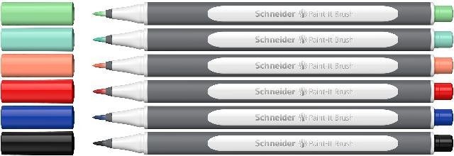 Schneider Brushpen Paint-It 070 sortiert, Karton-Etui 6er Set  V2 5+1