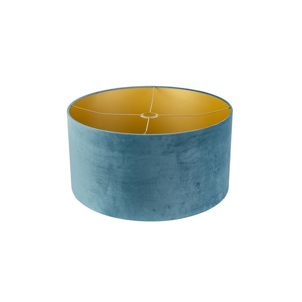 Velour Lampenschirm blau 50/50/25 mit goldener Innenseite