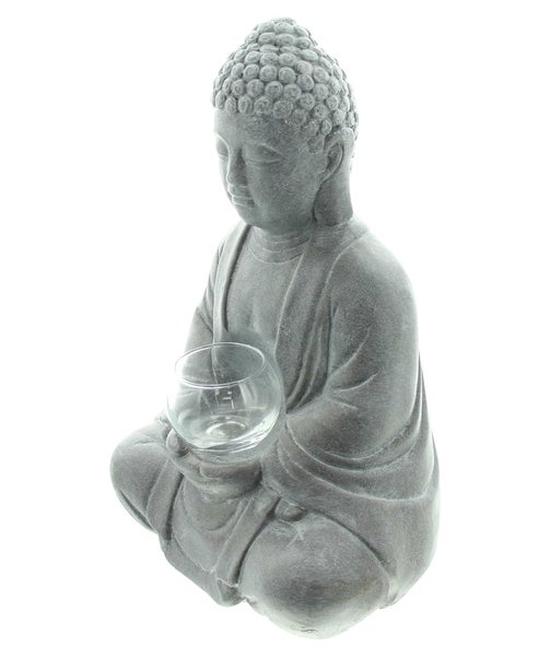 FRANK FLECHTWAREN | Buddha Erleuchtung, ZEMENT, GLAS, 22 x 16 x 33 cm