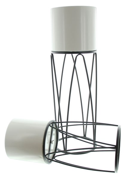 FRANK FLECHTWAREN | Übertopf Retro, 2er Set, METALL, 19,5 x 19,5 x 48 cm, 22,5 x 22,5 x 69 cm