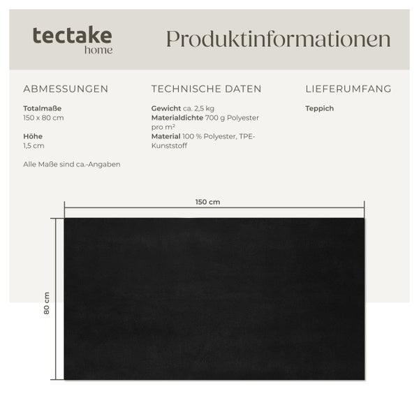 Kurzflorteppich tectake rutschfeste Unterseite verschiedene Größen und Farben 80 x 150 cm