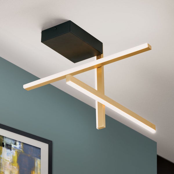 LED Deckenleuchte Stargate Schwarz Gold 3000K 1800lm