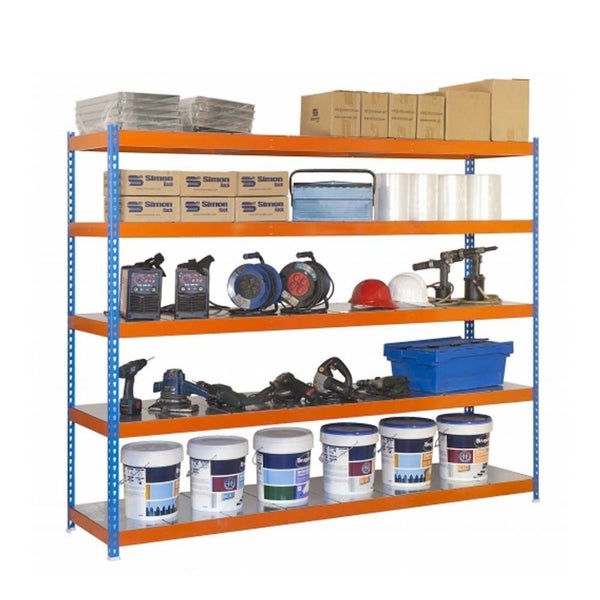 PROREGAL Schwerlastregal Big Metal Yeti Five HxBxT 200 x 120 x 60 cm Fachlast 400 kg Blau-Orange