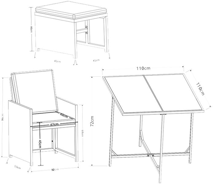 9-tlg Sitzgruppe Gartenmöbel Set Rattan Braun