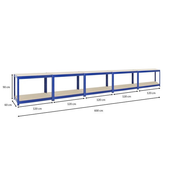 PROREGAL Mega Deal 5x Höhenverstellbare Werkbank Dino HxBxT 90 x 120 x 60 cm Traglast 600 kg Blau